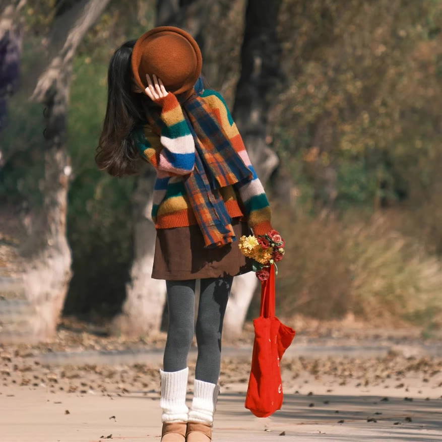 Chic Rainbow Striped V Neck Sweater - image 5