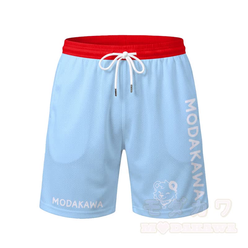 MODAKAWA X popipeko Bear Graphic Men's Sports T-shirt Drawstring Shorts Matching Outfit - Blue Shorts - 5XL - image 9
