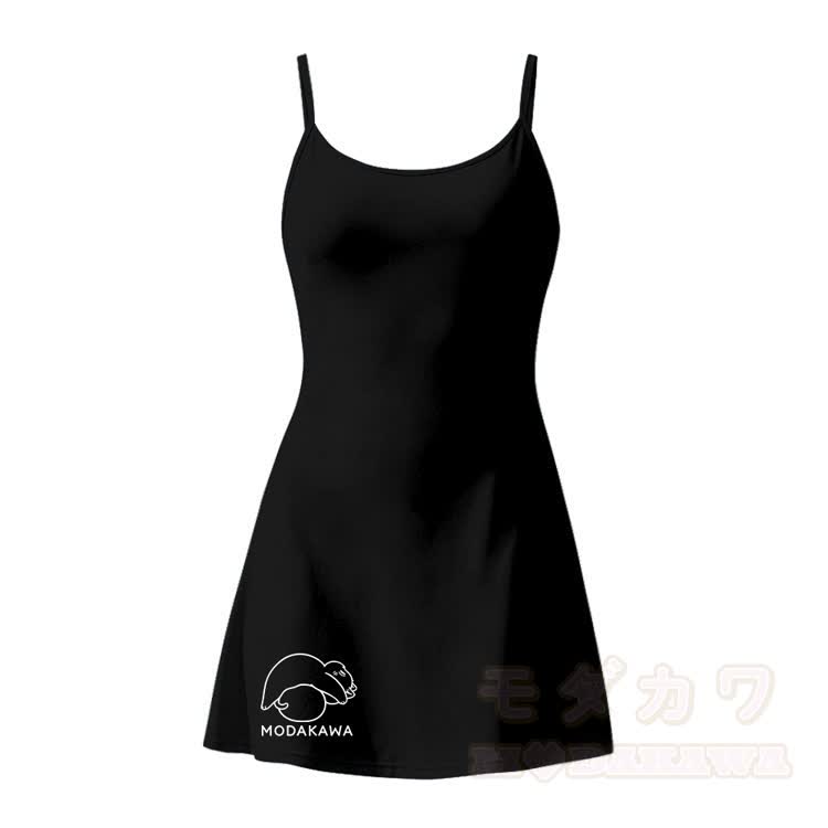 Laying Kitty Graphic Modakawa Gradient Sleeveless Workout Tennis Dress with Hidden Pocket Shorts - Black - 2XL - image 6