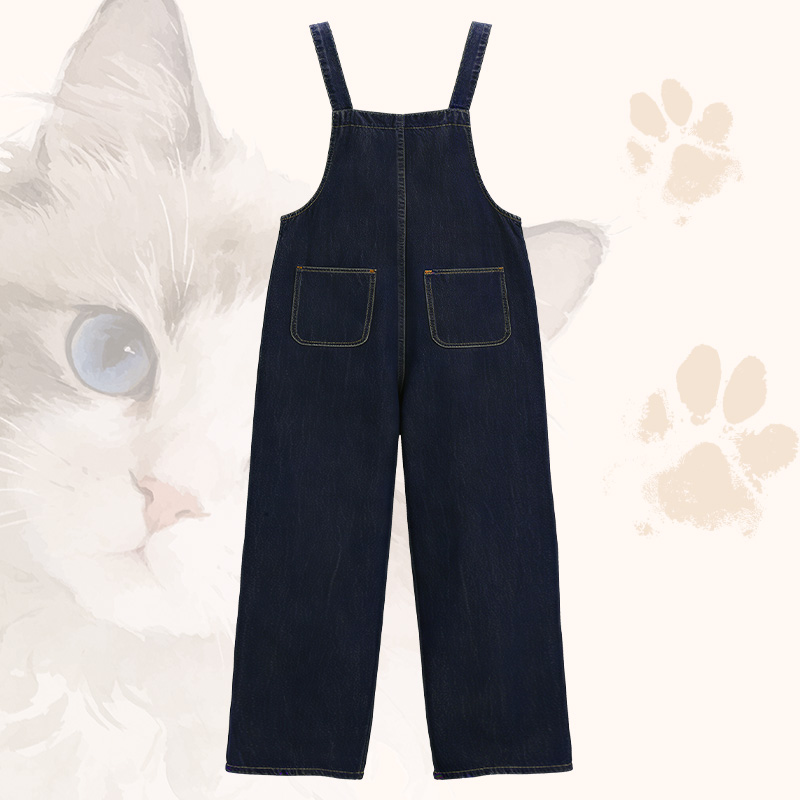 WHO IS BY MY SIDE Cat Graphic POLO T-shirt Wide Leg Denim Overalls Modakawa Matching Outfit - image 6