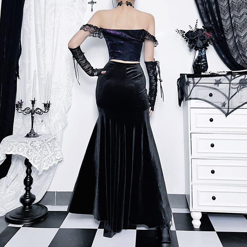 Dark Gothic Mermaid Midi Skirt - image 4