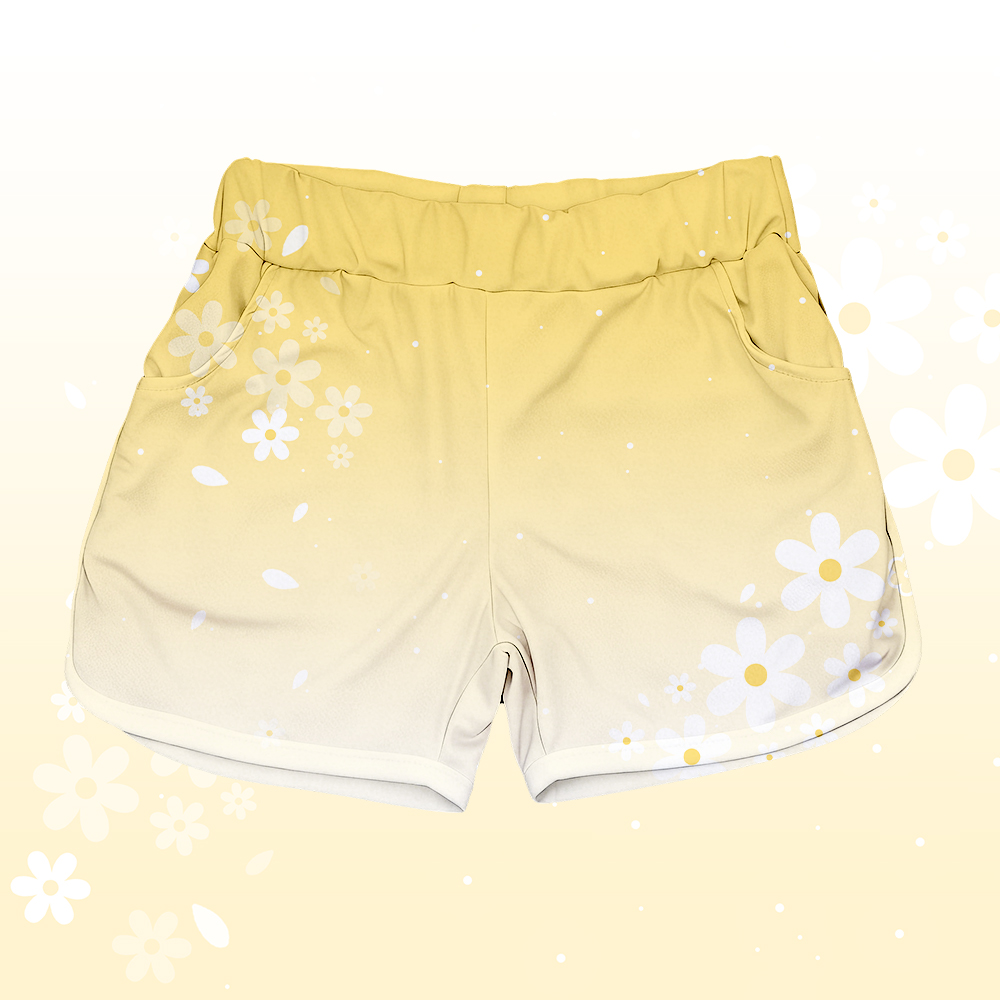 Daisy Graphic 100% Cotton T-shirt Gradient Shorts Modakawa Matching Outfit - White & Yellow Shorts - 5XL - image 6