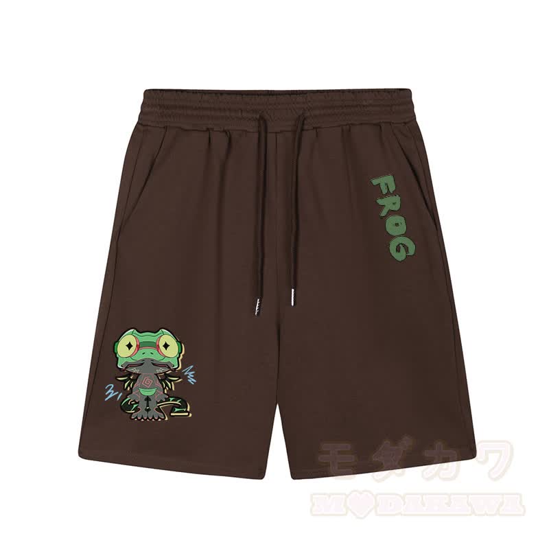 Funny Frog Graphic Dark Aesthetic Shorts - Brown - 5XL - image 5