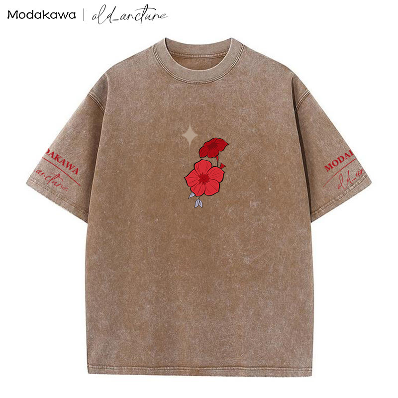 MODAKAWA X  old_arcture LOST IN MIND Rose Knight Print Vintage Washed T-shirt - image 3