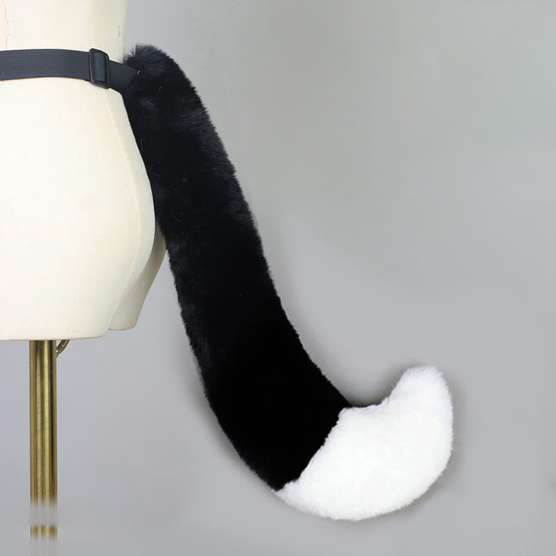 Halloween Furry Bow Animal Ears Headband and Tail - Black & White Fox Tail - One Size - image 50