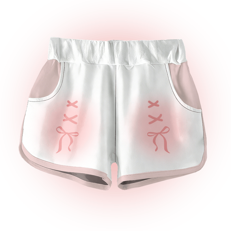 Gradient Bow Graphic Modakawa Shorts - Pink - 5XL - image 2