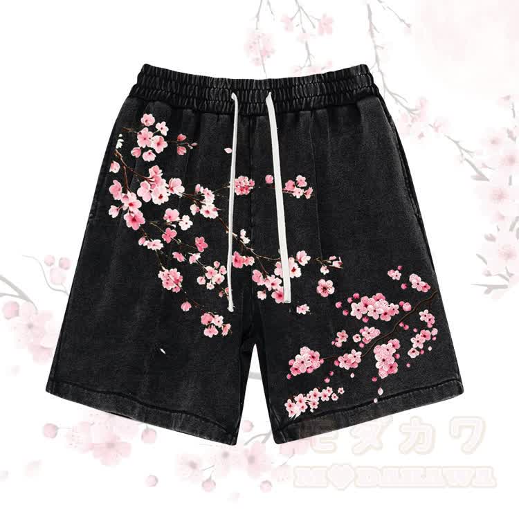 Sakura Graphic Modakawa Vintage Washed Shorts - Black - 3XL - image 4