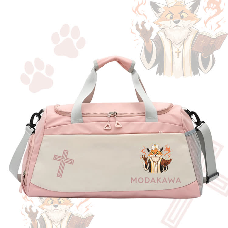 Fox Wizard Graphic Modakawa Large Capacity Sports Gym Duffel Bag - Pink - 55*28*26 cm - image 5