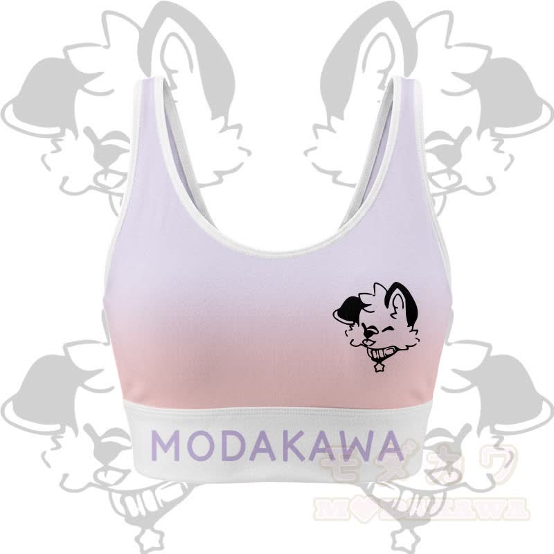 MODAKAWA X popipeko Puppy Graphic Modakawa Crop Tank Sport Top Skirt Matching Outfit - Purple Top - 2XL - image 5