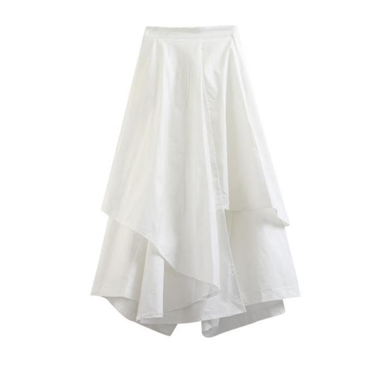 Irregular High Waist Wide Leg Casual Palazzo Pants - White - 4XL - image 9