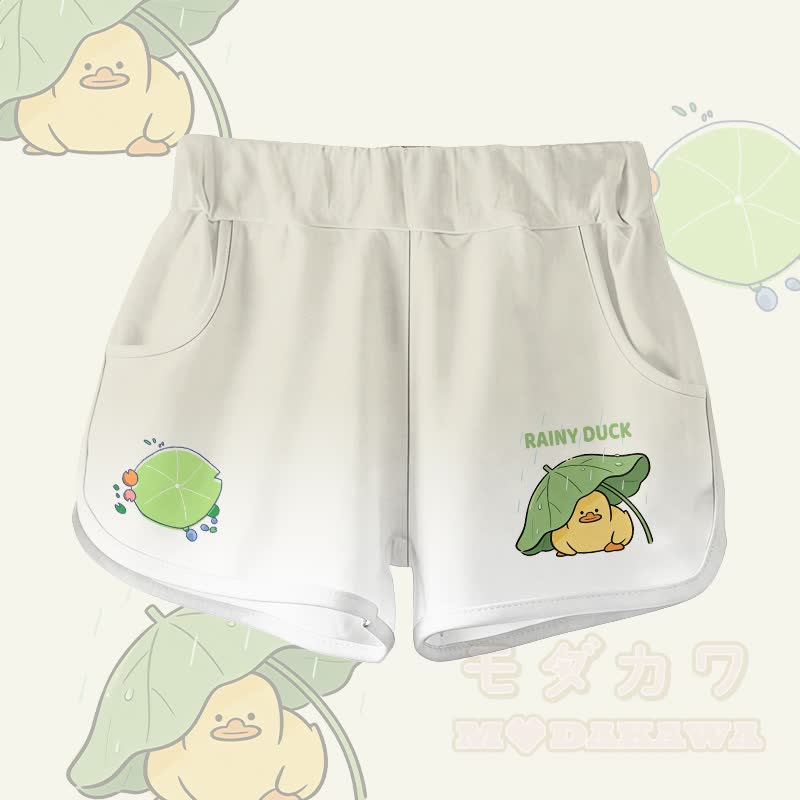 RAINY DUCK Graphic 100% Cotton T-shirt Gradient Shorts Modakawa Matching Outfit - Light Beige Shorts - 5XL - image 5