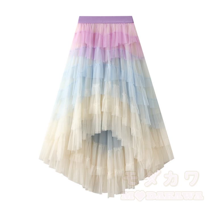 Modakawa Off Shoulder Top & Layered Mesh Maxi Skirt - Purple Apricot Skirt - One Size - image 13