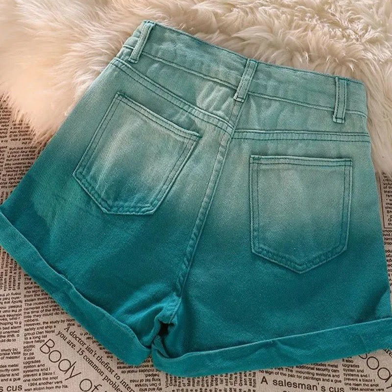 Gradient Pockets Denim Casual Shorts - image 4