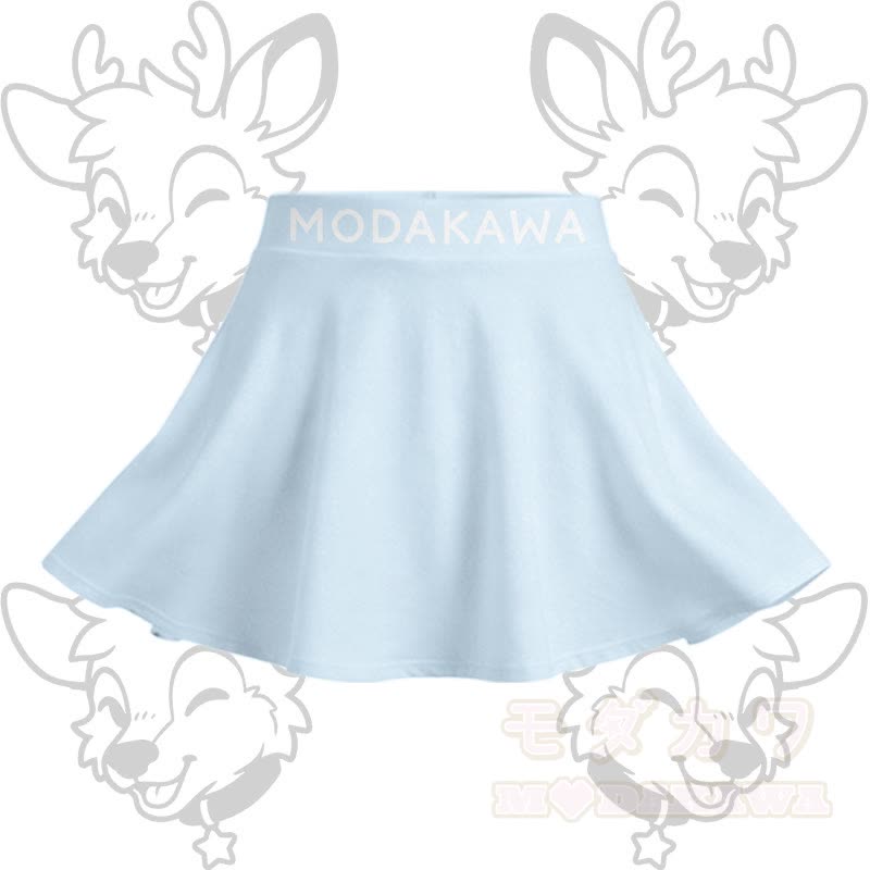 MODAKAWA X popipeko Deer Graphic Crop Tank Sport Top Skirt Matching Outfit - Blue Skirt  - 2XL - image 10