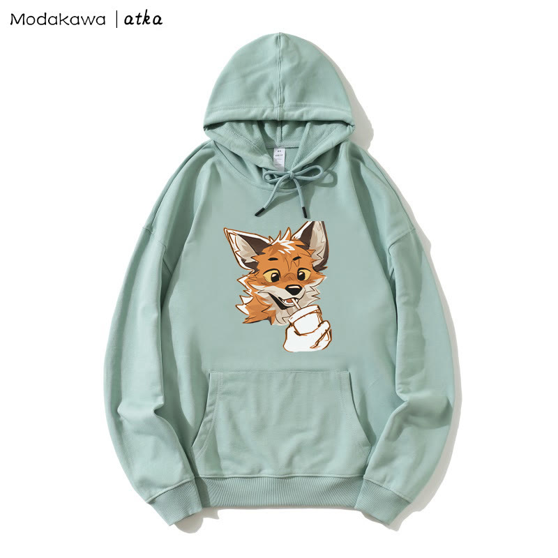 MODAKAWA X atka Fox Print Loose Hoodie - Green - 5XL - image 3
