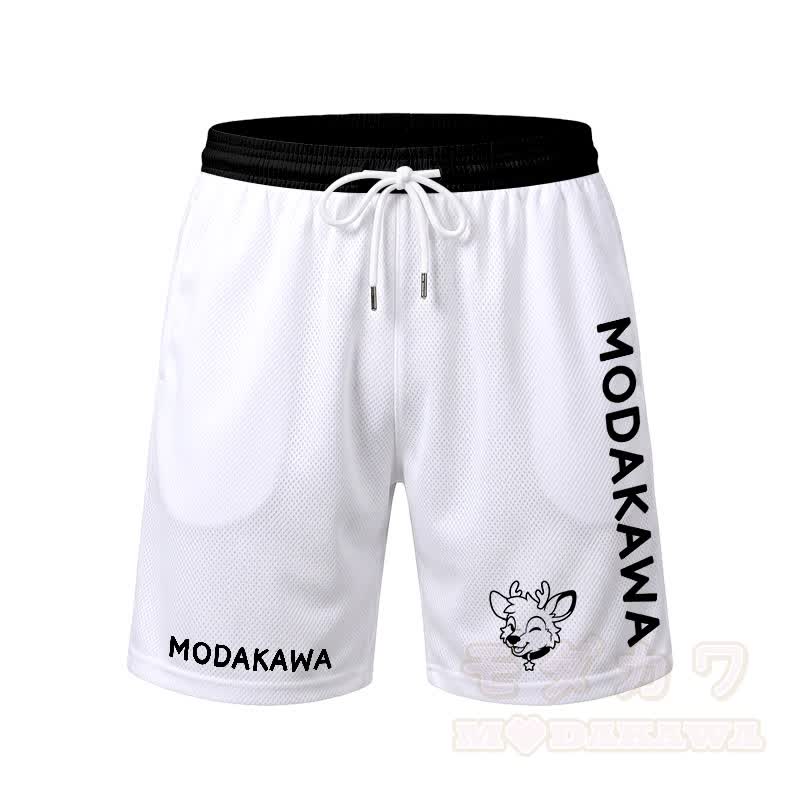 MODAKAWA X popipeko Deer Graphic Men's Sports T-shirt Drawstring Shorts Matching Outfit - White Shorts - 5XL - image 10