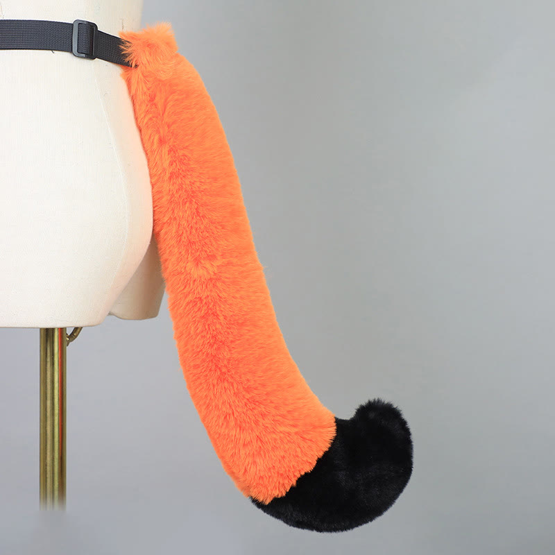 Halloween Furry Bow Animal Ears Headband and Tail - Orange & Black Fox Tail - One Size - image 48