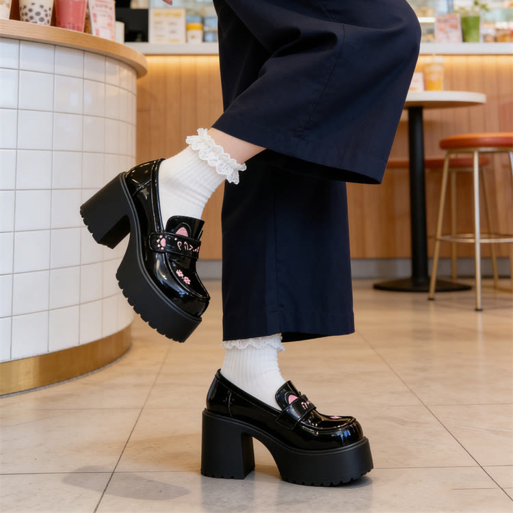 Cute Cat Lolita Leather Shoes - image 7