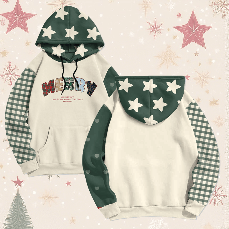 MODAKAWA Merry Christmas Graphic All Over Print Pullover Hoodie - Green - 5XL - image 2