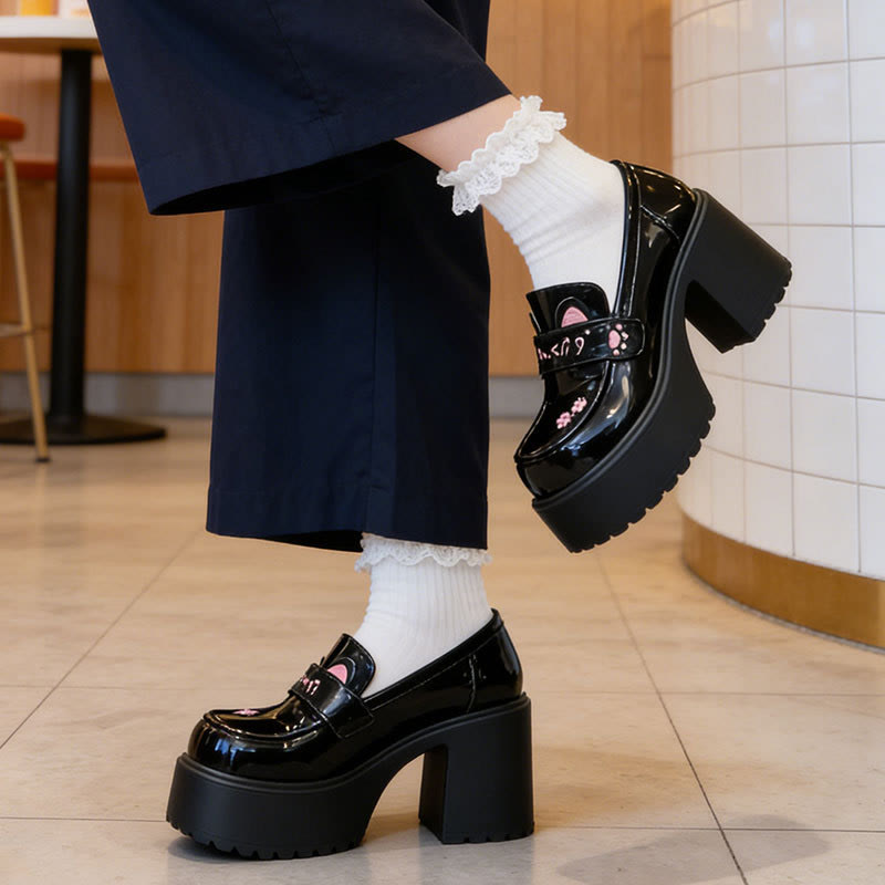 Cute Cat Lolita Leather Shoes - image 3