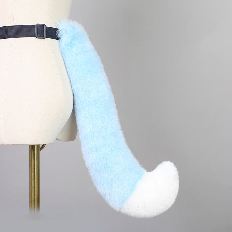 Halloween Furry Bow Animal Ears Headband and Tail - Light Blue & White Fox Tail - One Size - image 54