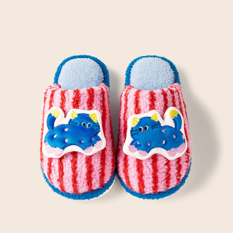 Cute Dopamine Cat Plush Slippers - Blue Cat - 44/45 - image 5