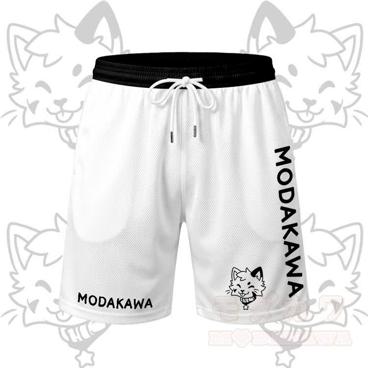 MODAKAWA X popipeko Tongue Out Kitty Graphic Men's Sports T-shirt Drawstring Shorts Matching Outfit - White Shorts - 5XL - image 9