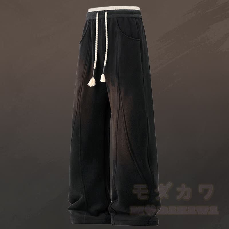 V-Neck Stripe Knit Sweater Color Block Fleece Lined Pants Two Pieces - Black Pants - 4XL - image 7