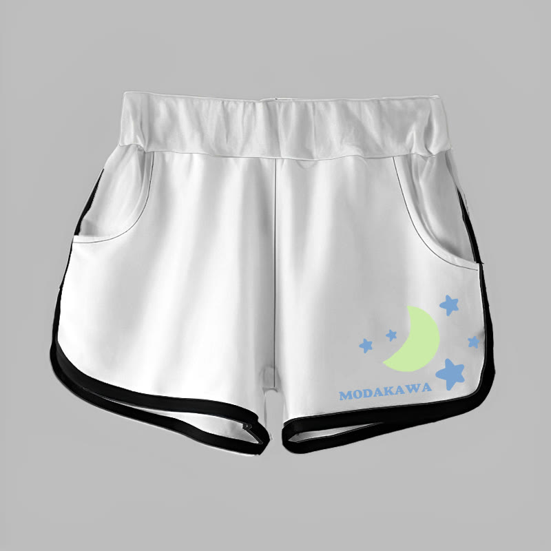 Modakawa Star Moon Letter Print Casual Shorts - image 7