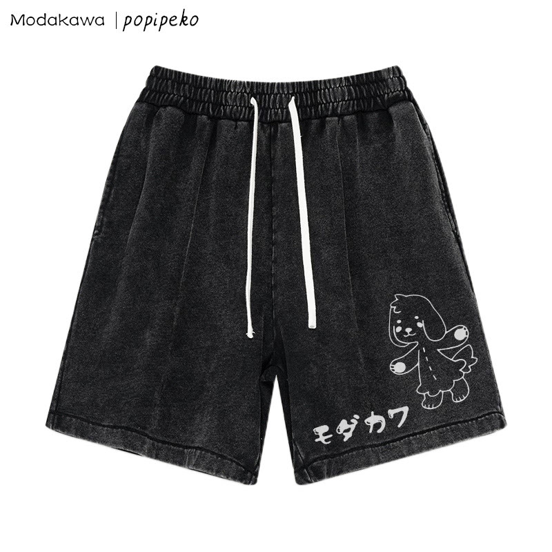 MODAKAWA X popipeko Puppy Pookie Print Vintage Washed Shorts - Black - 3XL - image 4