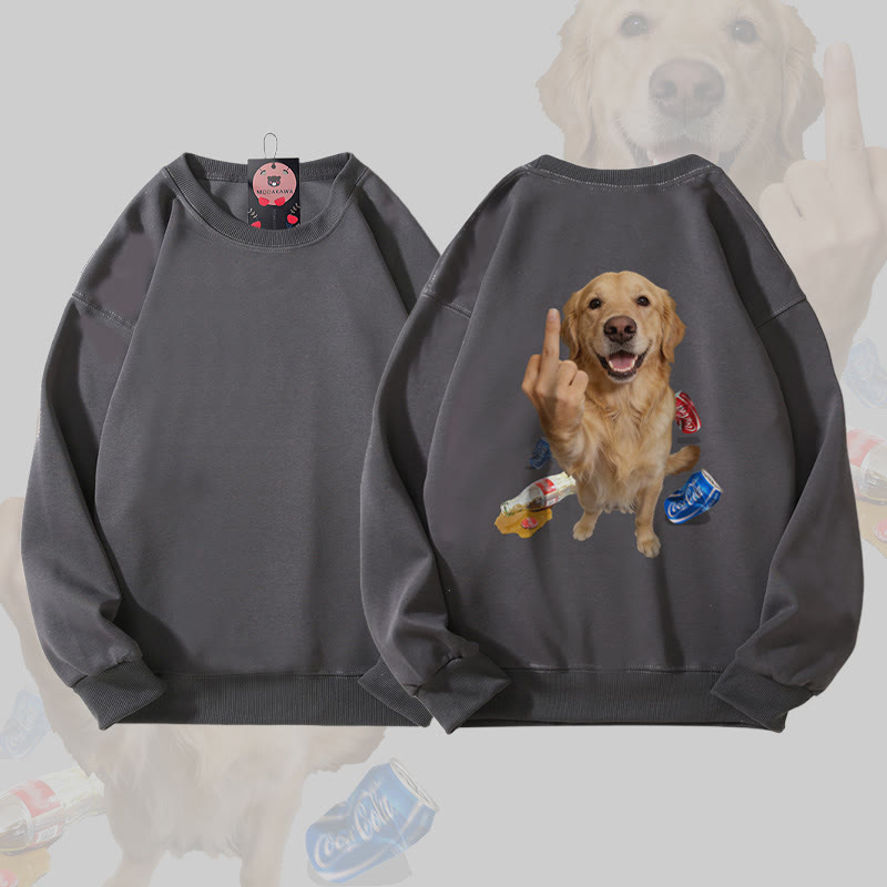 MODAKAWA Defiant Dog Graphic Unisex Sweatshirt - Dark Grey - 5XL - image 2