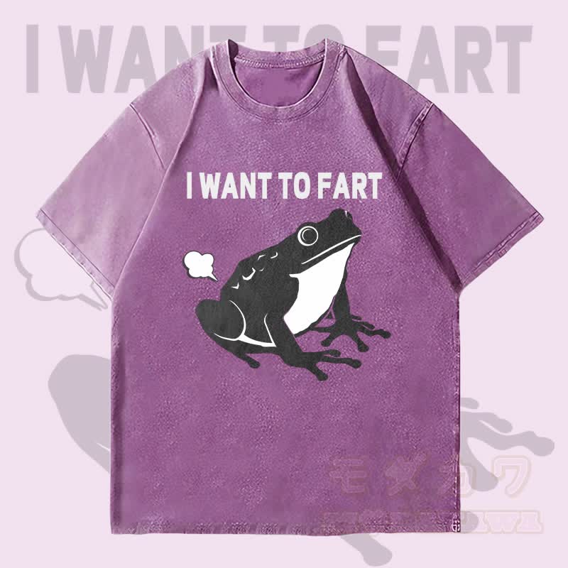 MODAKAWA ICH WILL FURZEN Frosch-Grafik Unisex Vintage Washed T-Shirt - Lila - 4XL - image 3