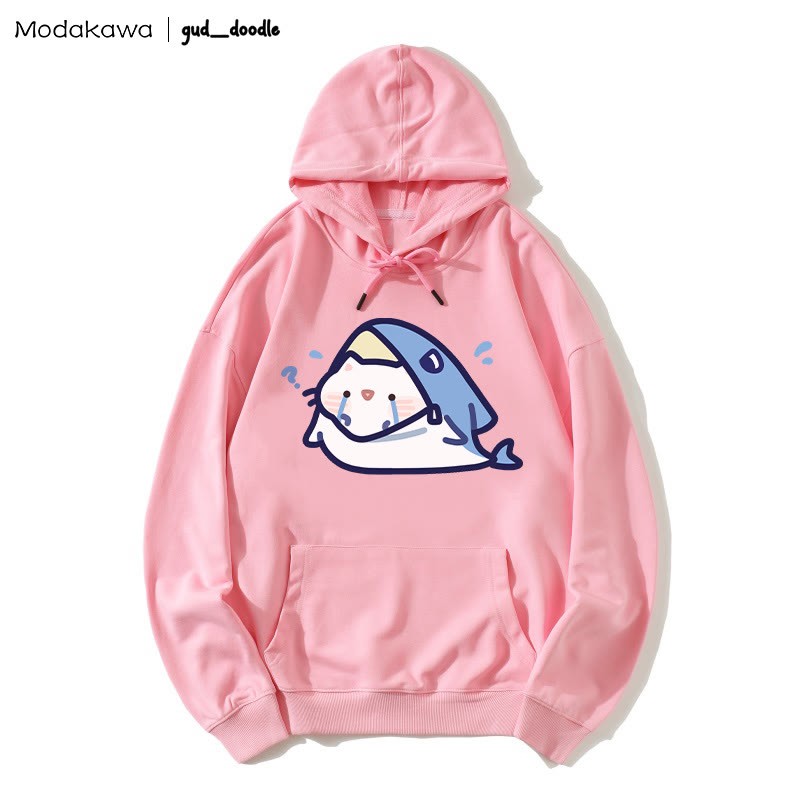 MODAKAWA X gud_doodle Lockerer Hoodie mit Kitty-Hai-Print - Pink - 5XL - image 5