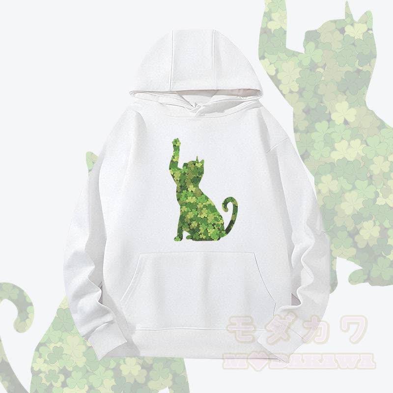 MODAKAWA Clover Cat Graphic Heavyweight Hoodie - Weiß - 2XL - image 3