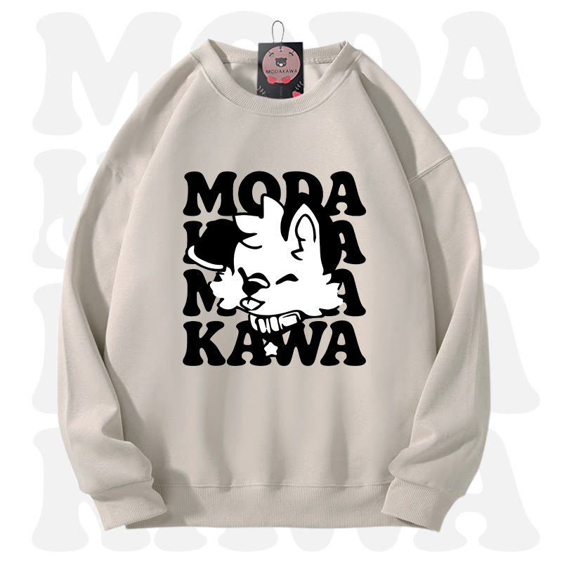 MODAKAWA X popipeko Lovely Puppy Graphic Unisex Sweatshirt - Cremegrau - 3XL - image 4