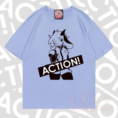 MODAKAWA X zarckets ACTION Goat Graphic 100% Baumwoll-T-Shirt - Dunstblau - 5XL - image 11