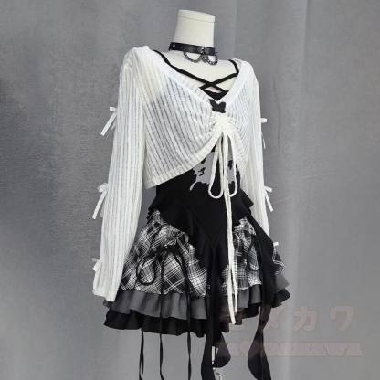 Gothic-Top und Neckholder-Camisole mit Minirock – dreiteiliges Set - image 8