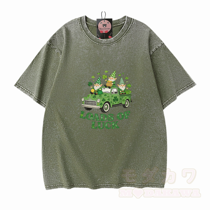 Viel Glück! Auto-T-Shirt mit St. Pakrit-Motiv, Vintage-Waschung, 100 % Baumwolle - Grün - 5XL - image 8