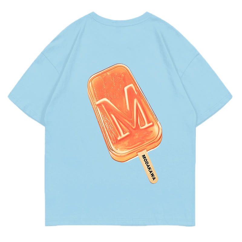Modakawa T-Shirt mit M Eiscreme-Buchstabenprint - Blue - 5XL - image 4