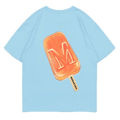 Modakawa T-Shirt mit M Eiscreme-Buchstabenprint - Blue - 5XL - image 4