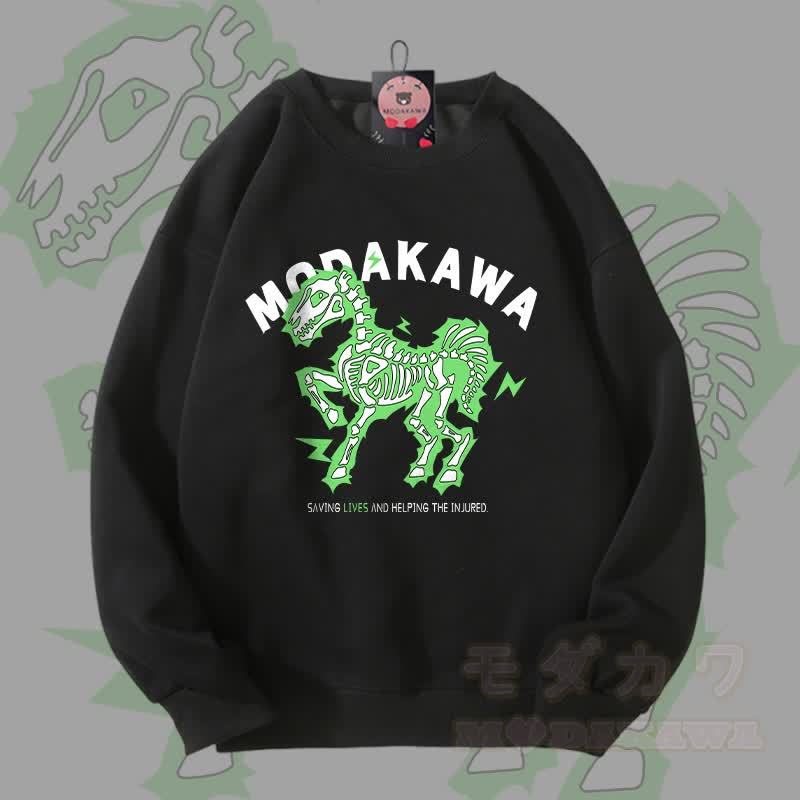 MODAKAWA Unisex-Sweatshirt mit elektrisiertem Pferdemotiv - Schwarz B - 5XL - image 7
