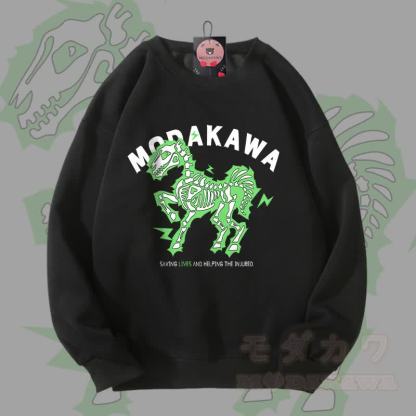 MODAKAWA Unisex-Sweatshirt mit elektrisiertem Pferdemotiv - Schwarz B - 5XL - image 7