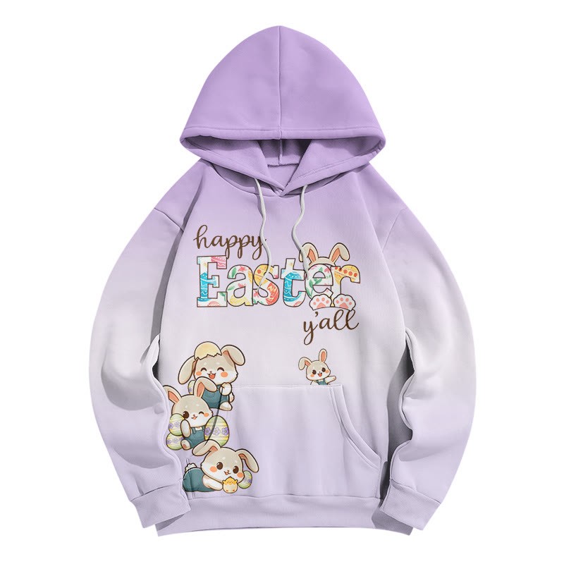 Modakawa Hoodie mit Farbverlauf, Hasenmotiv und Buchstabenprint, locker geschnitten - Purple - 5XL - image 3