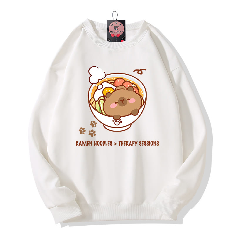 RAMEN-NUDEL-THERAPIE-SESSIONEN Capybara-Grafik-Rundhals-Sweatshirt - White - 5XL - image 4