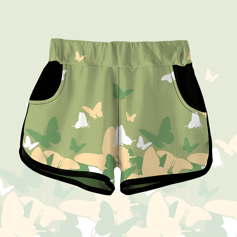MODAKAWA Shorts mit Schmetterlingsgrafik - Green - 5XL - image 2