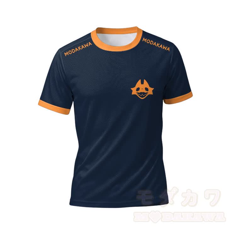 MODAKAWA X TiramisuRat Rat Face Graphic Herren-Sport-T-Shirt mit Kordelzug und passender Shorts - Orange Top - 5XL - image 4