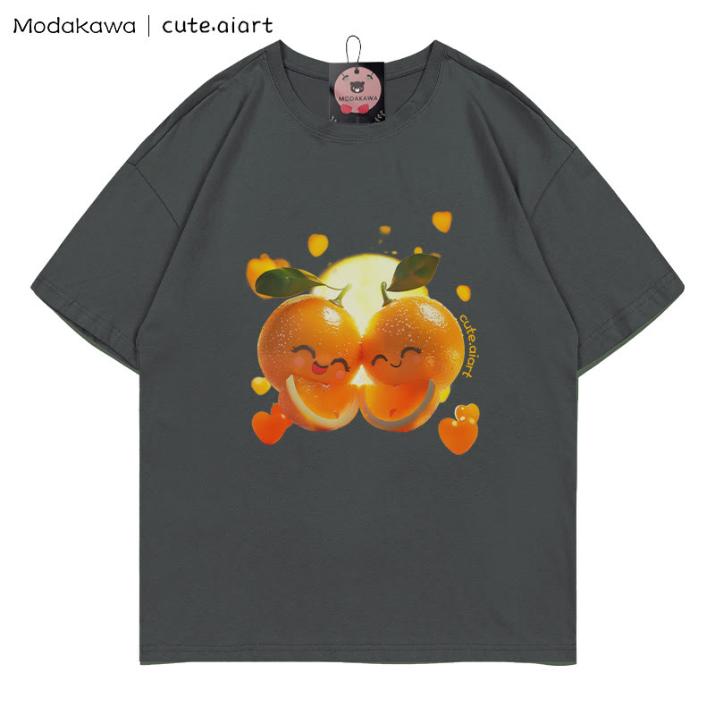 T-Shirt mit dem Aufdruck „Zwei kuschelnde Orangen“ - Charcoal Gray - 5XL - image 4