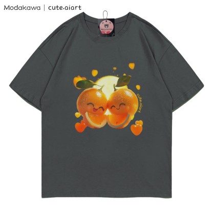 T-Shirt mit dem Aufdruck „Zwei kuschelnde Orangen“ - Charcoal Gray - 5XL - image 4
