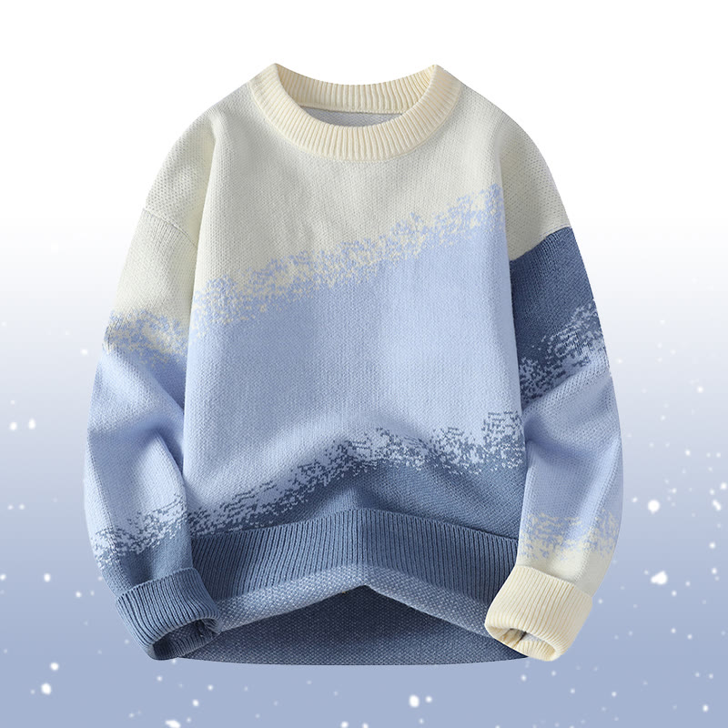 Zweiteiler: Strickpullover mit Farbverlauf, Cargohose mit Blumenmuster - Blue Sweater - 2XL - image 6