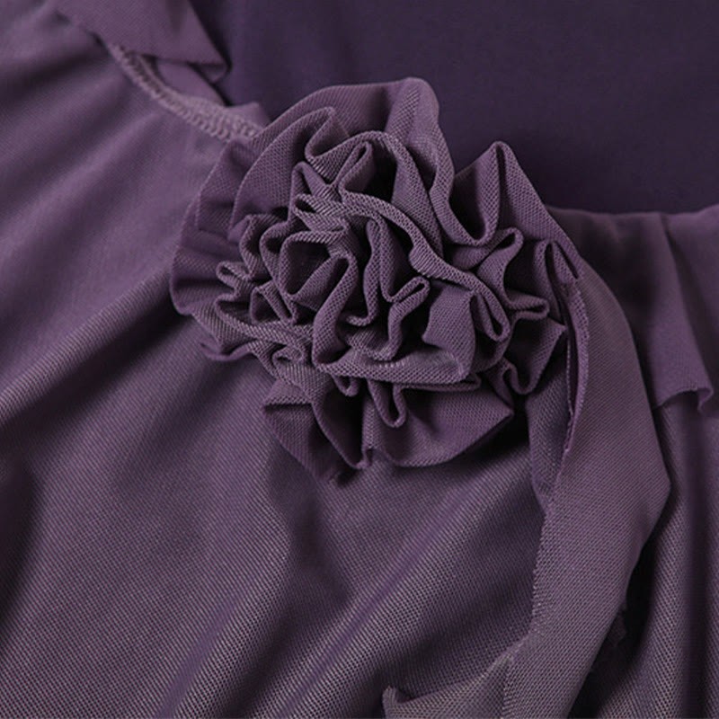 Flower Mesh See-through Slit Dress - image 4